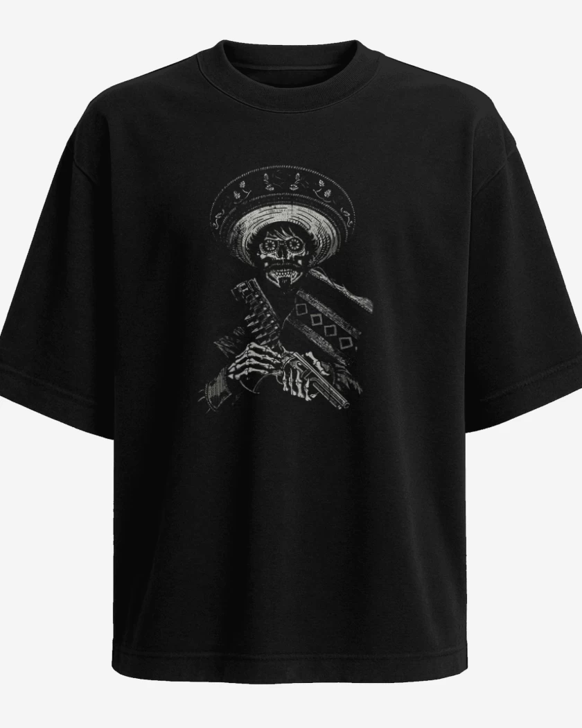 Polera Oversize Negro de Skull bandido