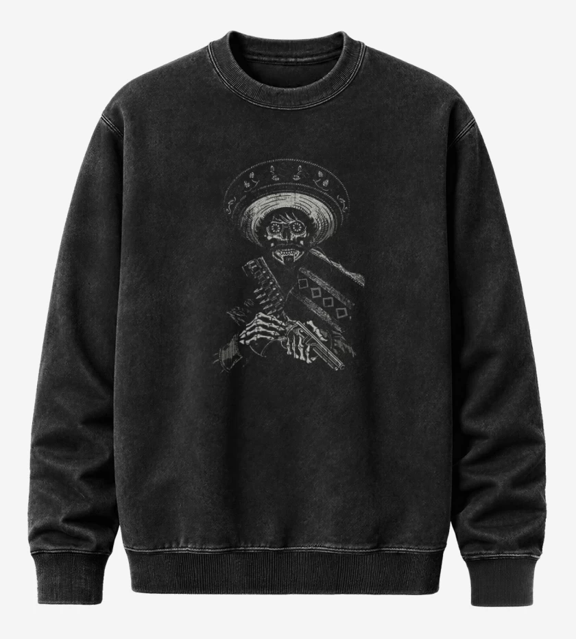Poleron Polo Acid Wash Negro de Skull bandido