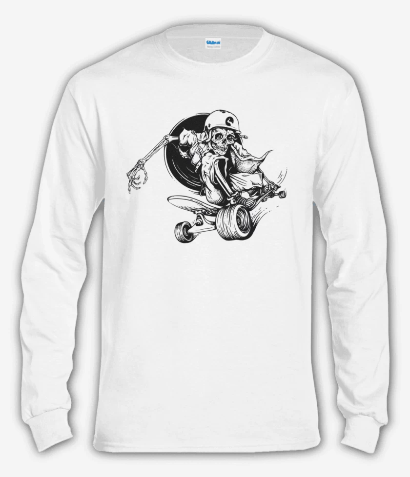 Polera manga larga Blanco de Skater skull