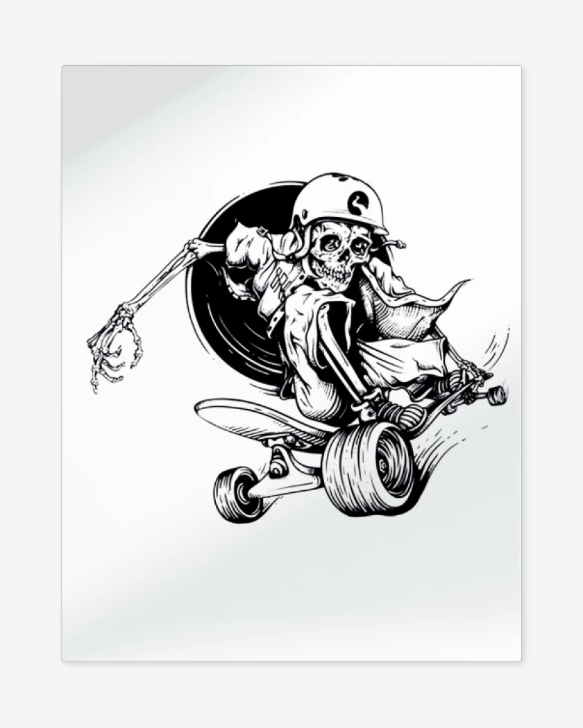 Print metalico Blanco de Skater skull