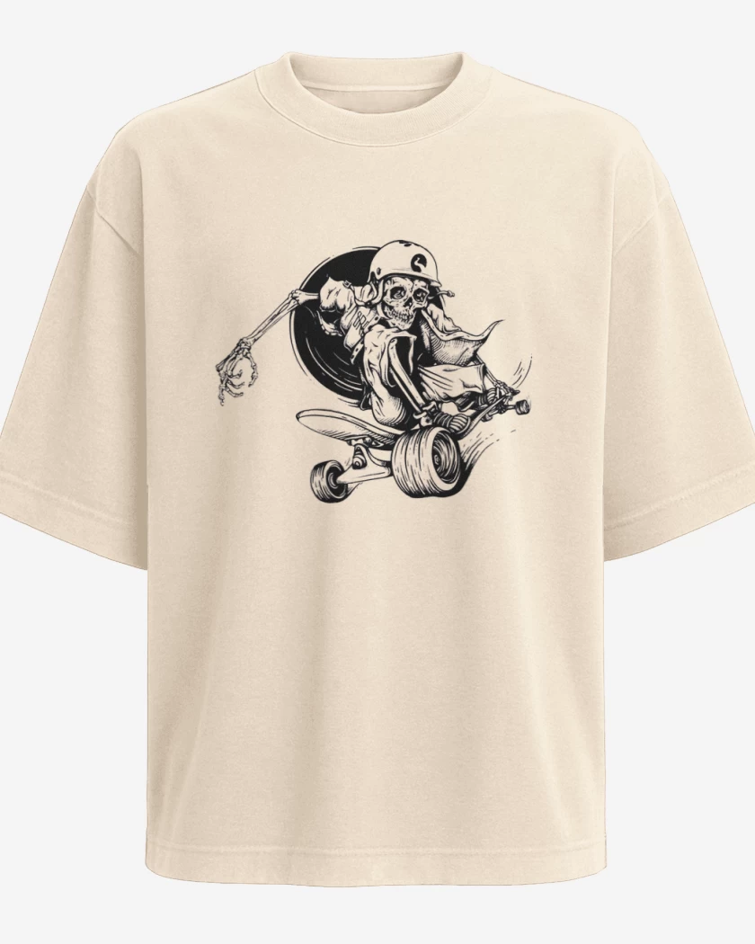 Polera Oversize Beige de Skater skull