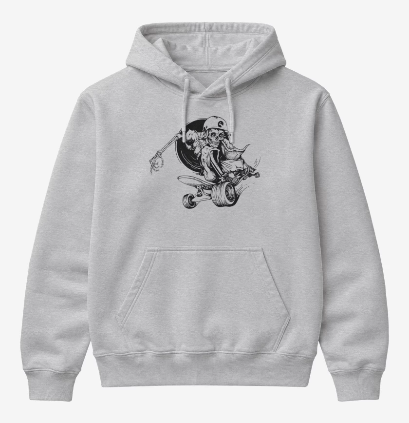 Poleron Canguro básico Gris Melange de Skater skull