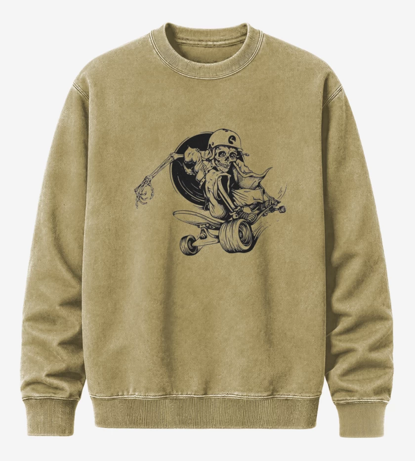 Poleron Polo Acid Wash Beige de Skater skull