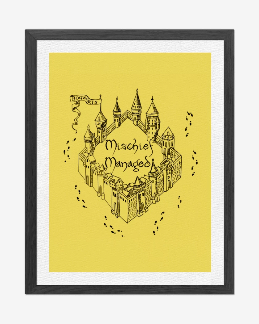 Cuadro decorativo Amarillo de Harry Potter Mapa del merodeador