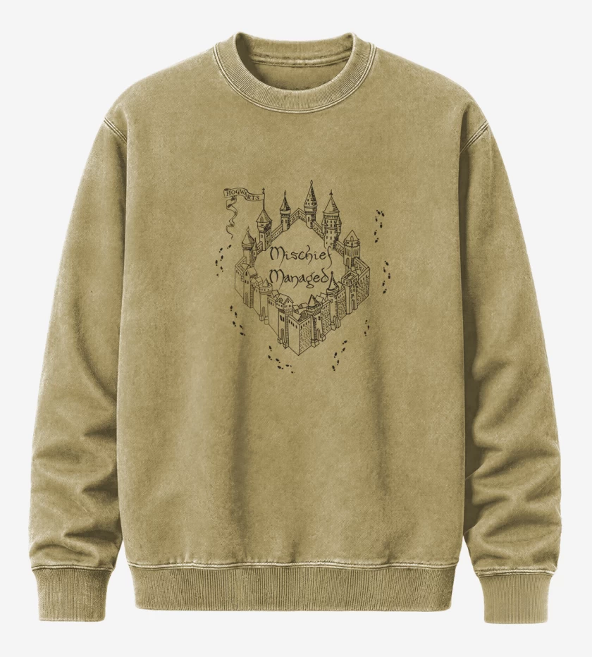 Poleron Polo Acid Wash Beige de Harry Potter Mapa del merodeador