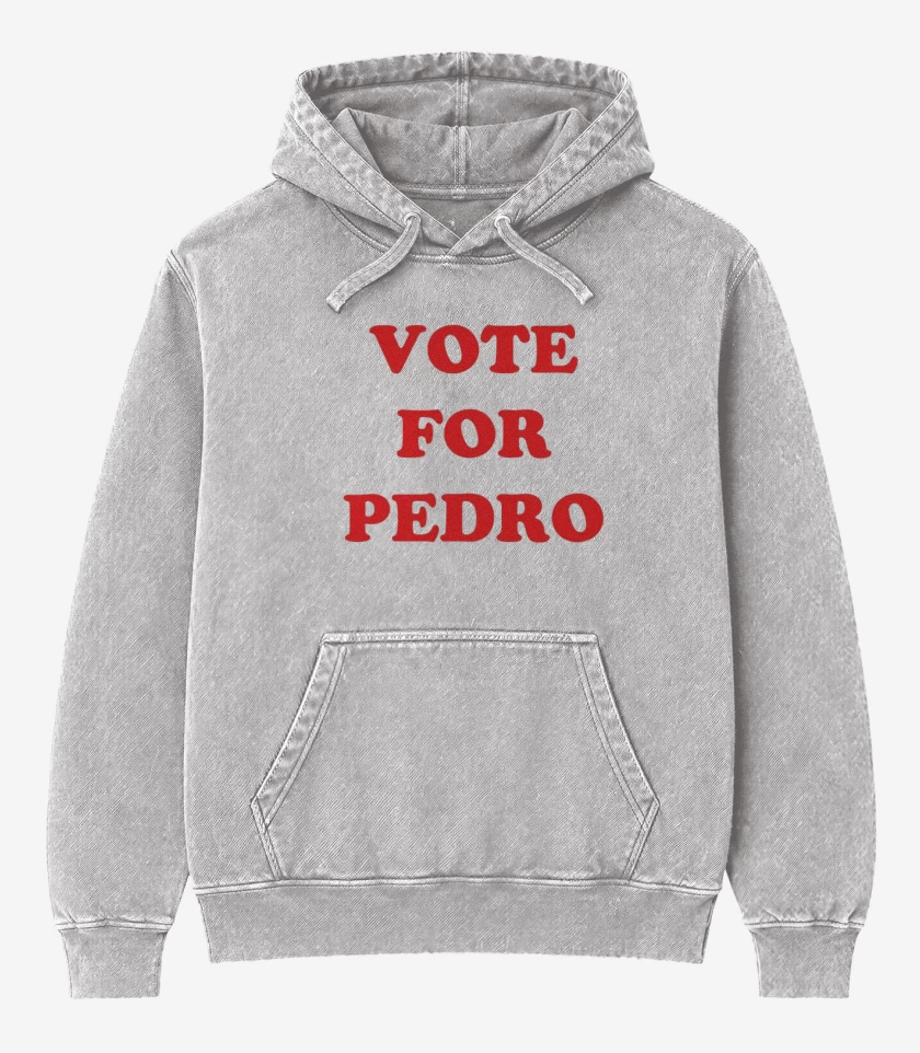 Poleron Canguro Acid Wash Gris Melange de Vote for Pedro