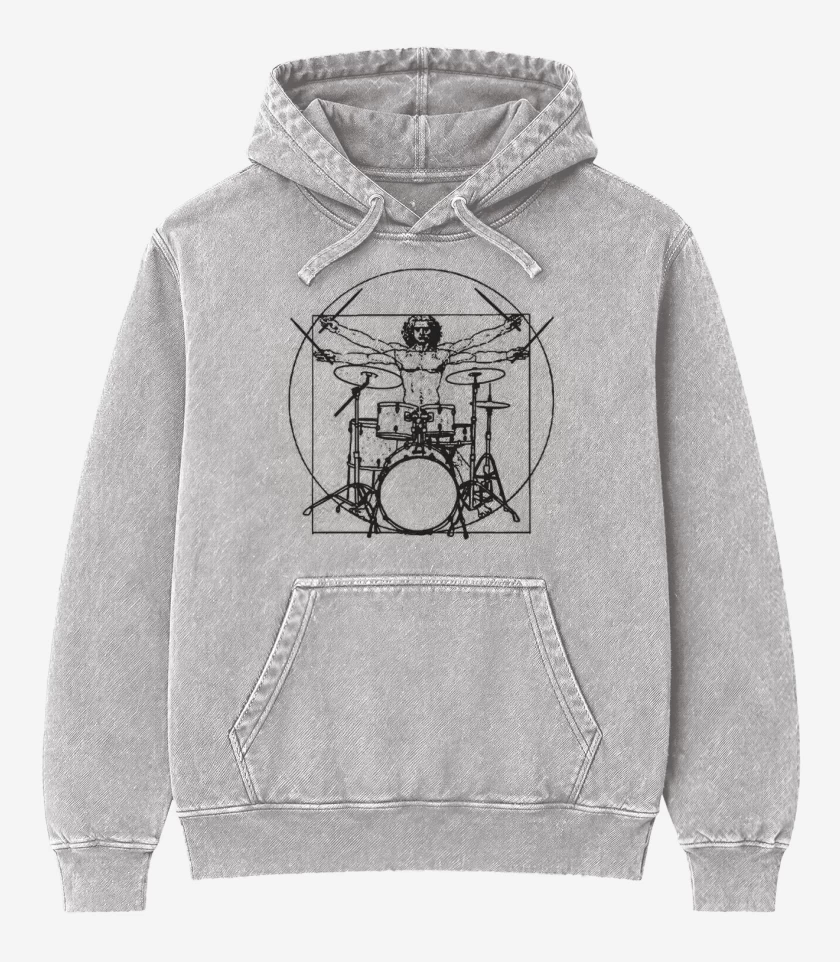 Poleron Canguro Acid Wash Gris Melange de Vitruvio batero