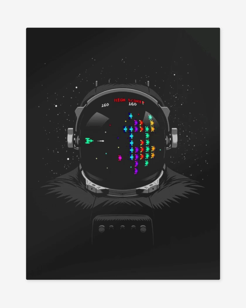 Print metalico Negro de Astroinvaders