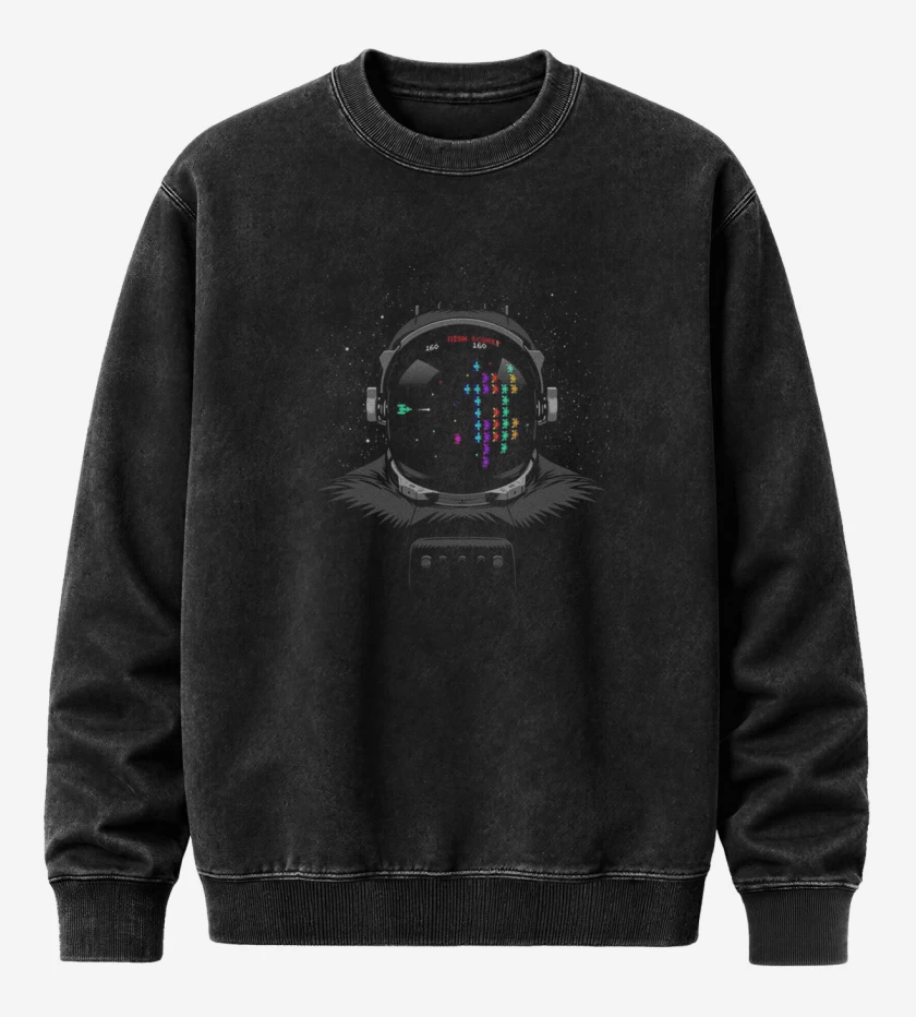 Poleron Polo Acid Wash Negro de Astroinvaders