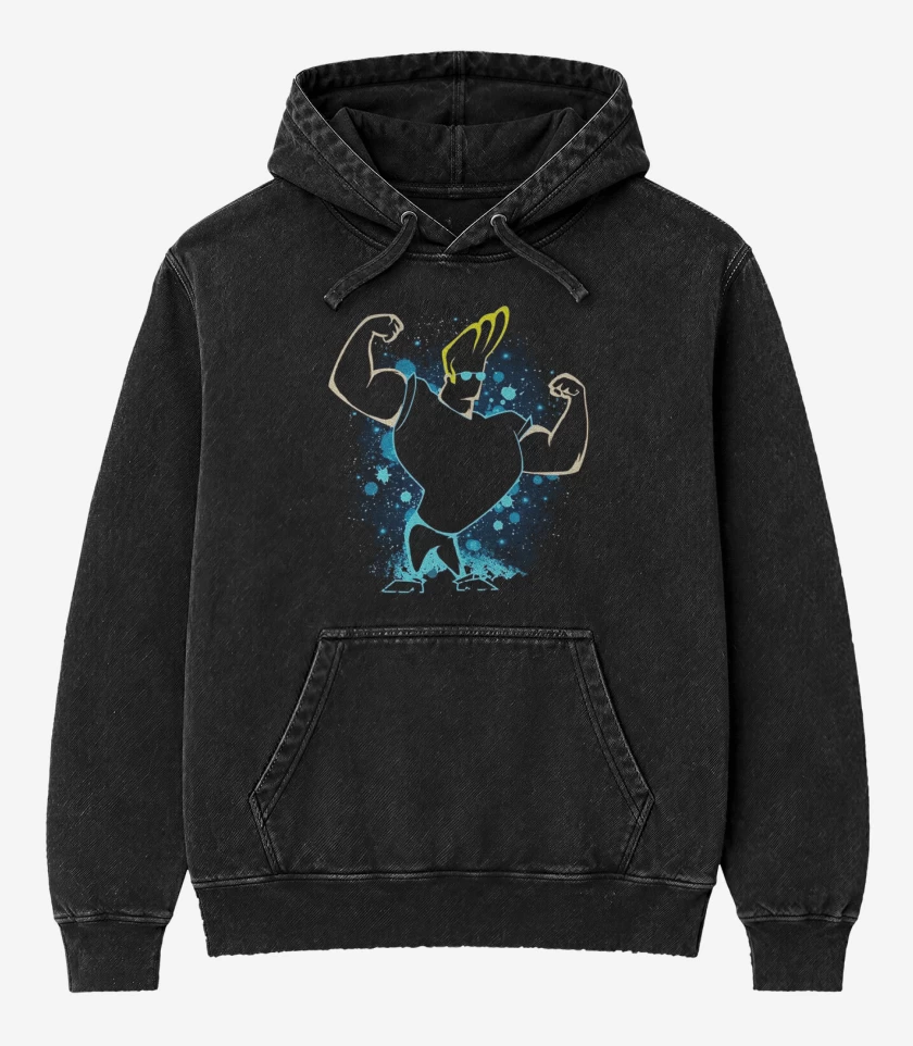 Poleron Canguro Acid Wash Negro de Jhnny bravo
