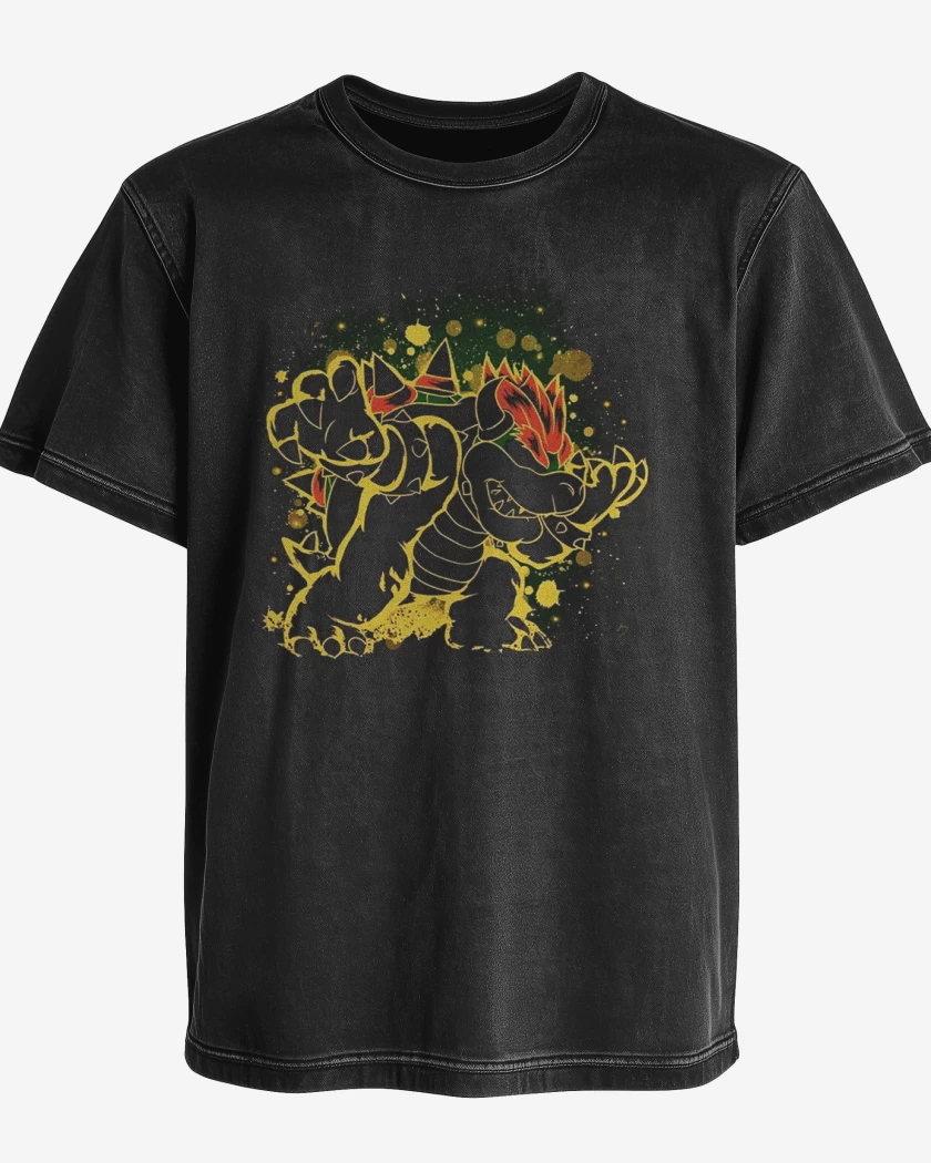 Polera desgastada Negro de Bowser