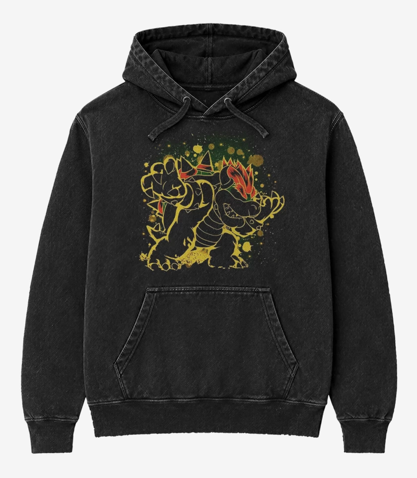 Poleron Canguro Acid Wash Negro de Bowser