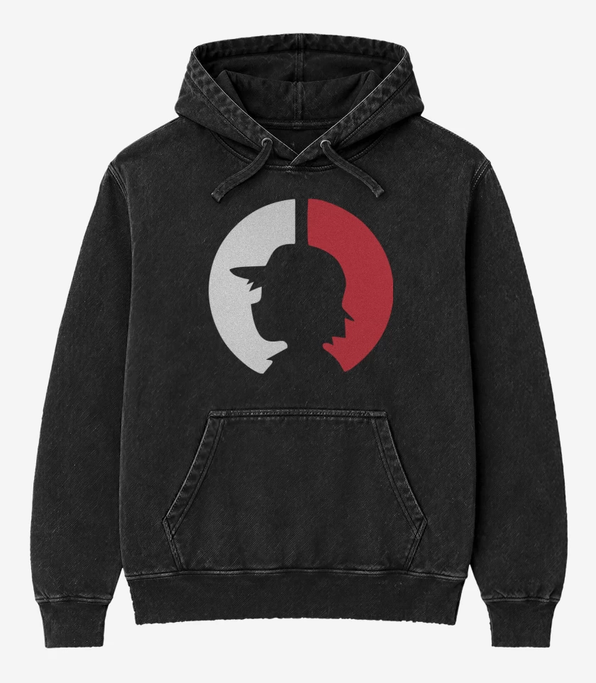Poleron Canguro Acid Wash Negro de Ash