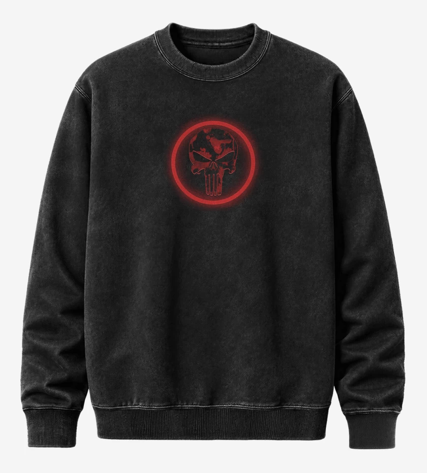 Poleron Polo Acid Wash Negro de Castigador pecho