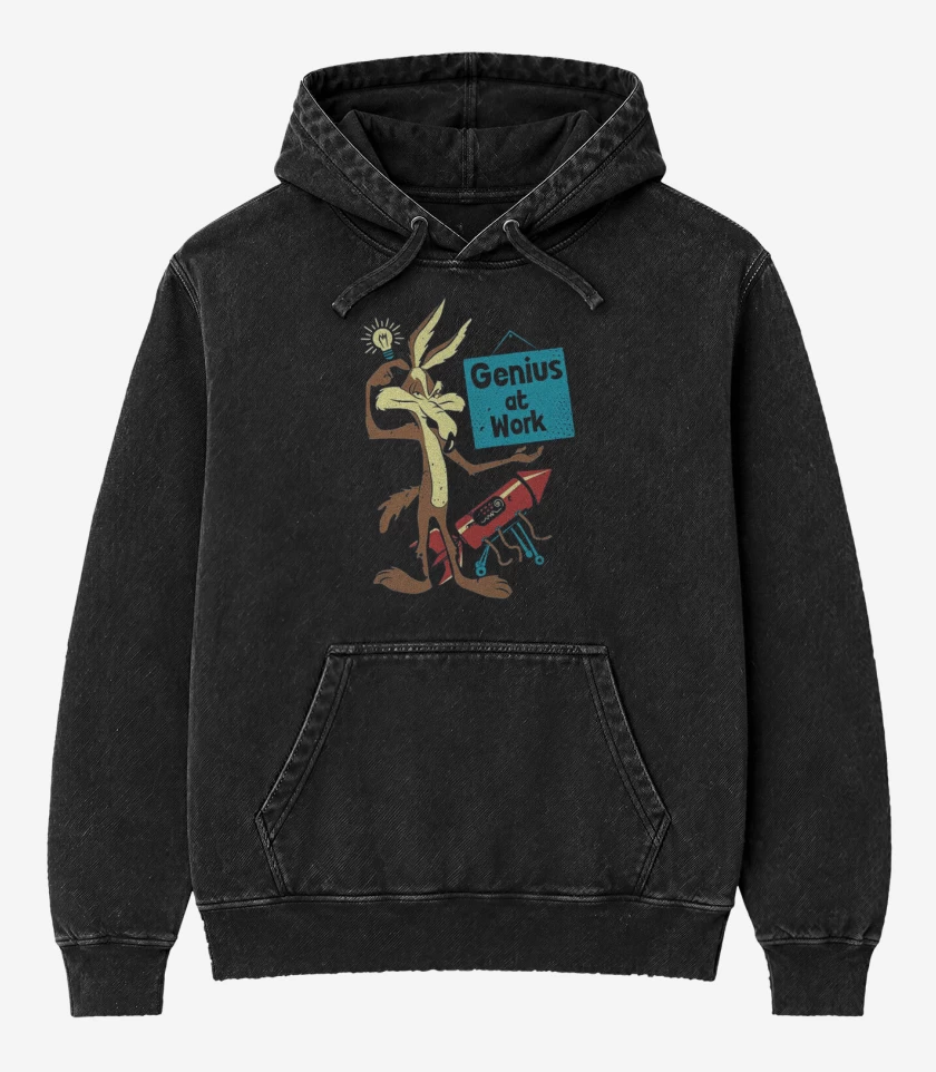 Poleron Canguro Acid Wash Negro de Coyote