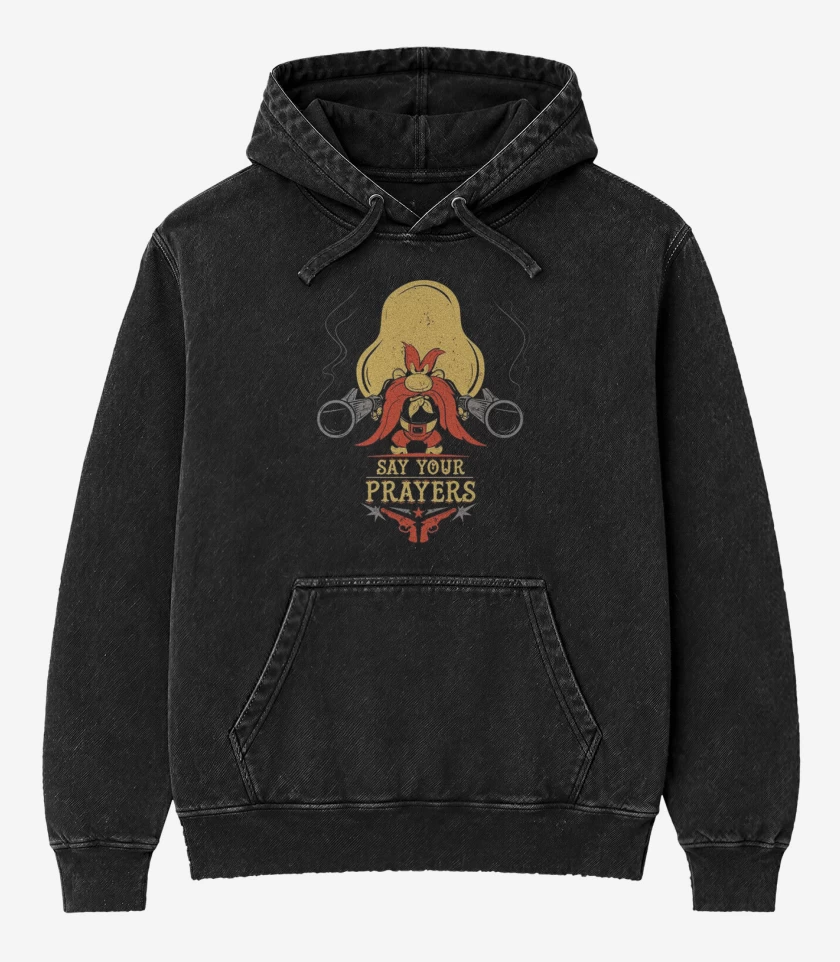 Poleron Canguro Acid Wash Negro de Sam bigotes