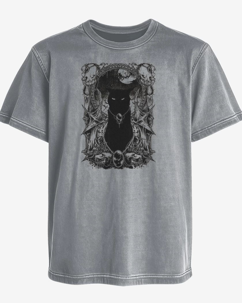 Polera desgastada Black cat