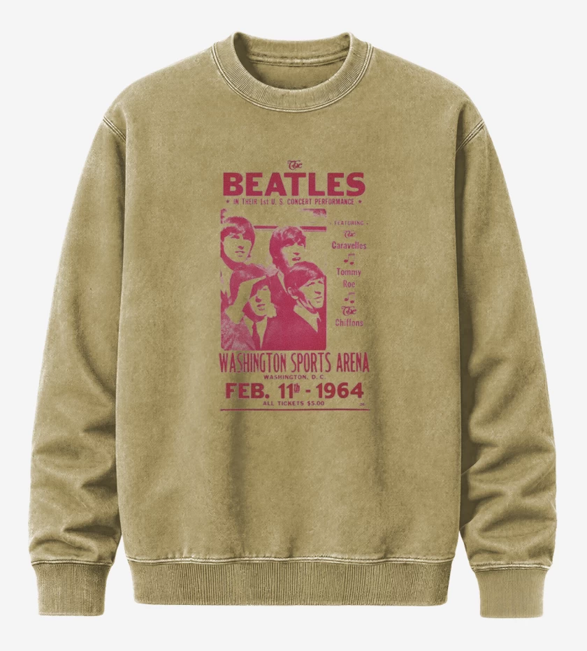 Poleron Polo Acid Wash Beige de Afiche The Beatles 