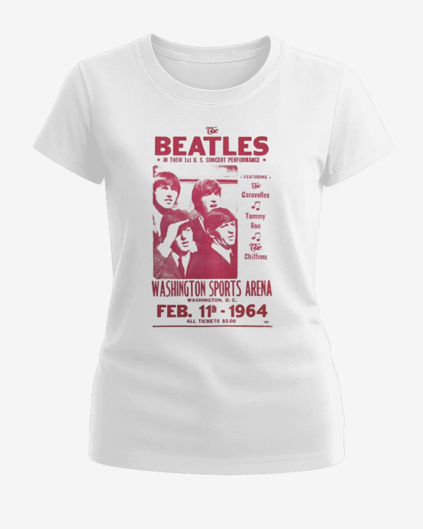 Polera de Mujer Blanco de Afiche The Beatles 