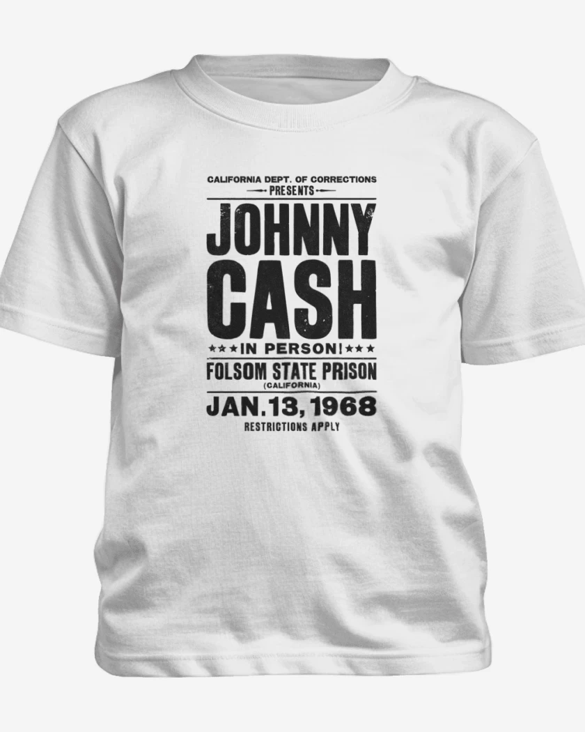 Polera de niño Blanco de Johnny Cash afiche 