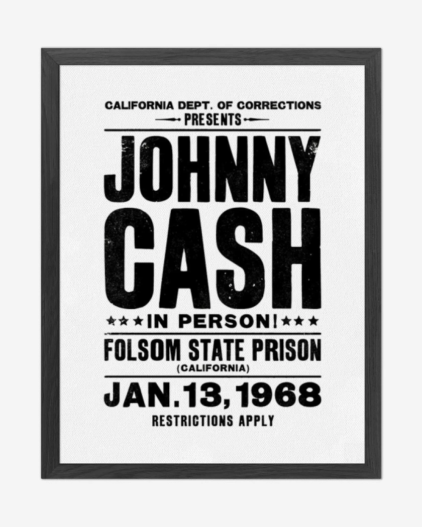Cuadro decorativo Blanco de Johnny Cash afiche 