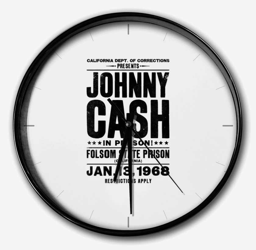Reloj Blanco de Johnny Cash afiche 