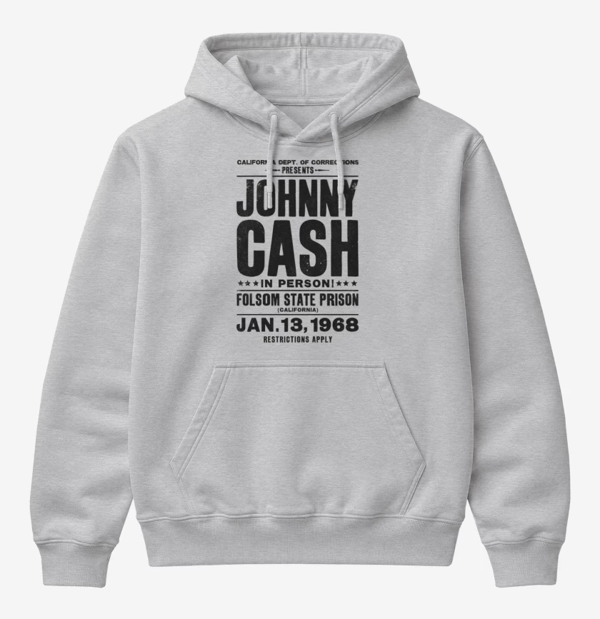 Poleron Canguro básico Johnny Cash afiche 