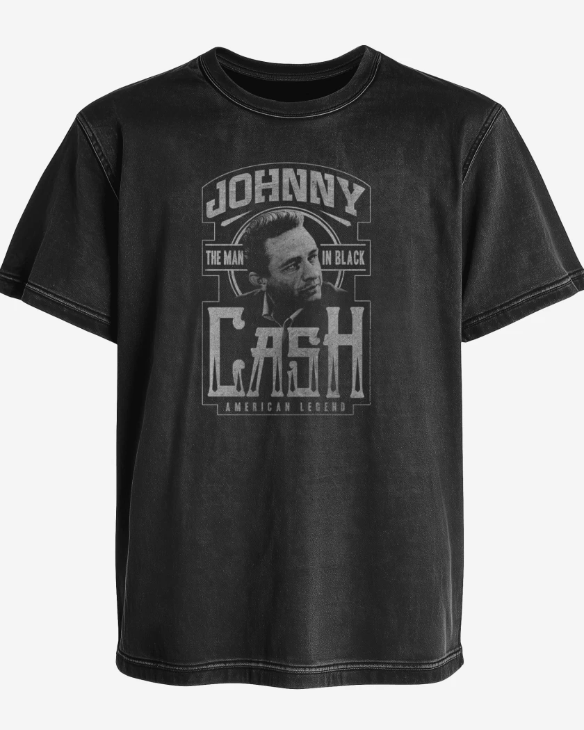 Polera desgastada Negro de Jhonny Cash 3