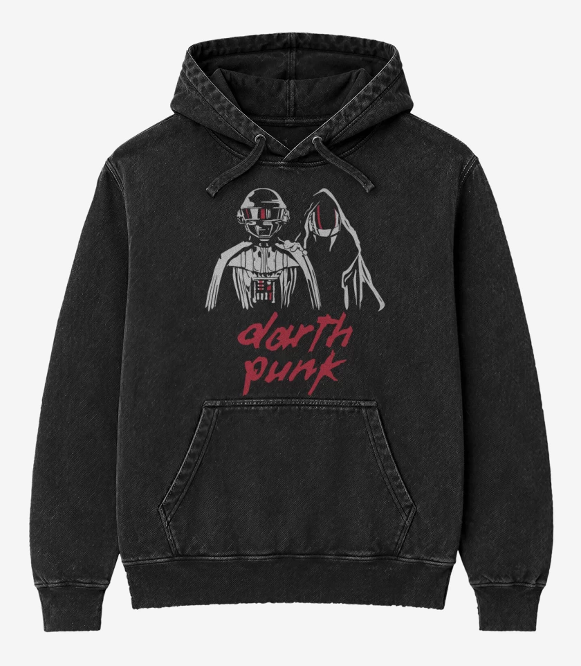 Poleron Canguro Acid Wash Negro de Darth Punk