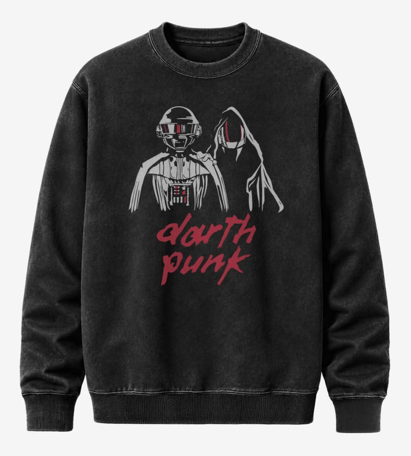 Poleron Polo Acid Wash Negro de Darth Punk