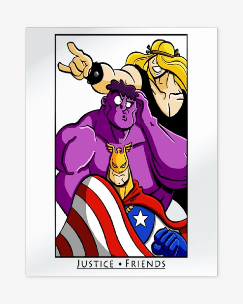 Print metalico Blanco de Amigos de la justicia