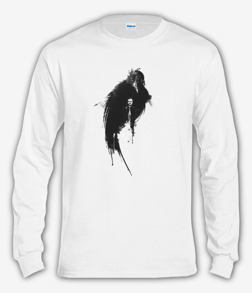 Polera manga larga Blanco de El Cuervo Edgar Allan Poe