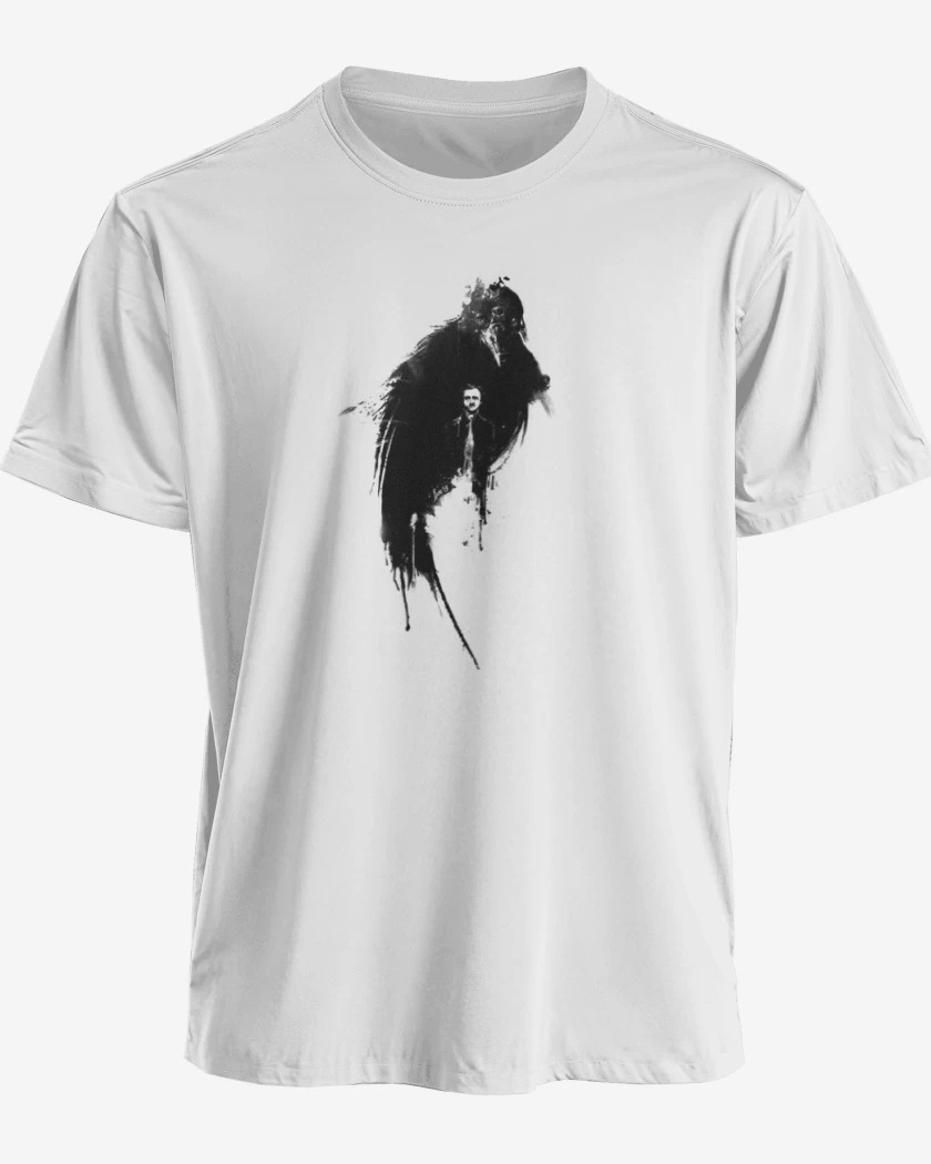 Polera premium Blanco de El Cuervo Edgar Allan Poe