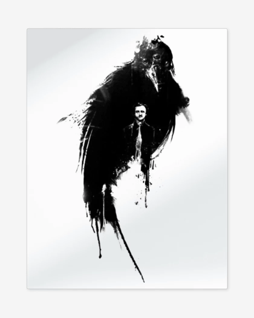 Print metalico Blanco de El Cuervo Edgar Allan Poe