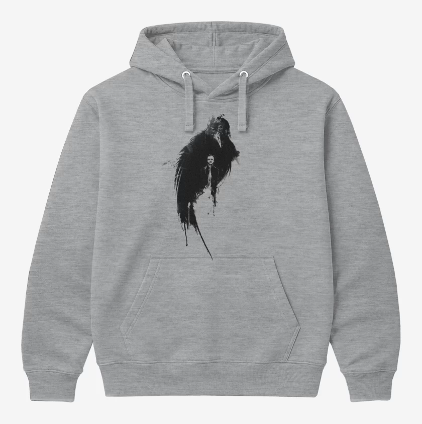 Polerón Canguro Gris Melange de El Cuervo Edgar Allan Poe