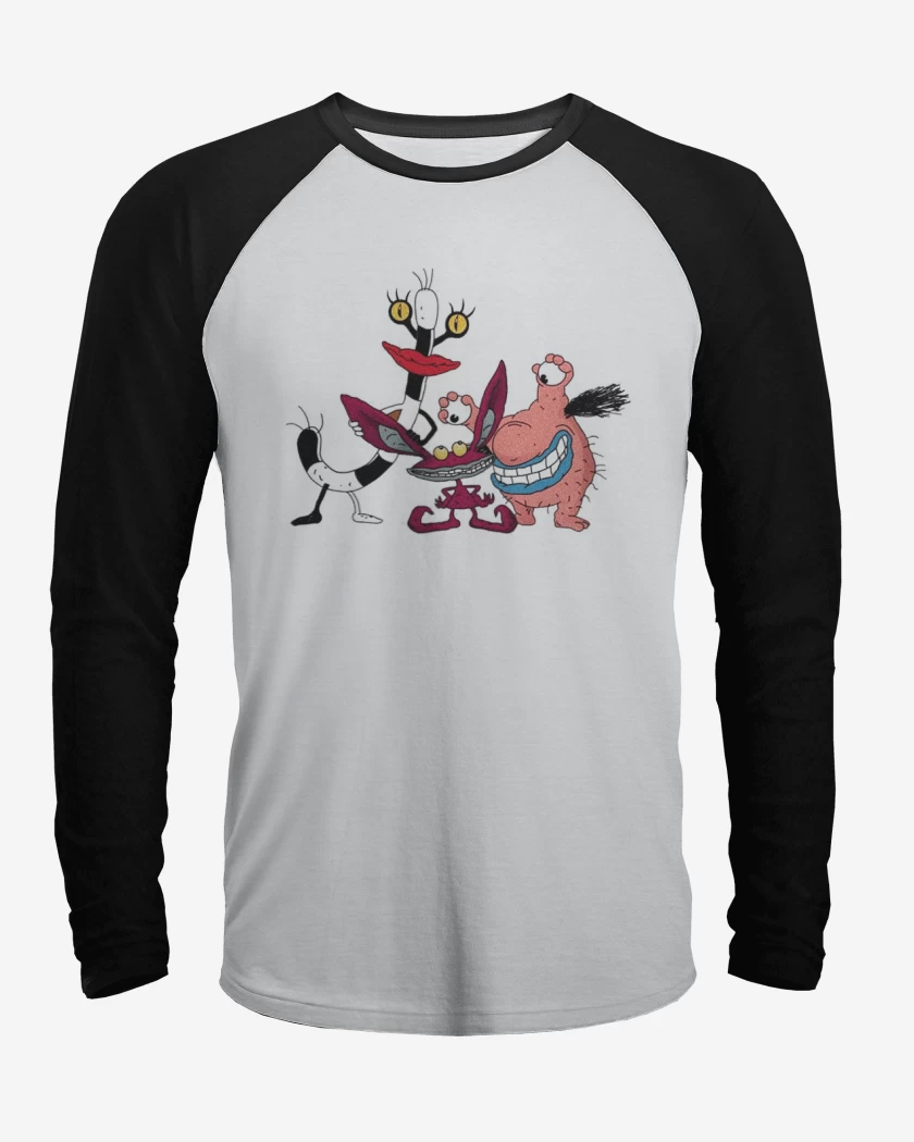 Polera Raglan Blanco / Negro de Real monster