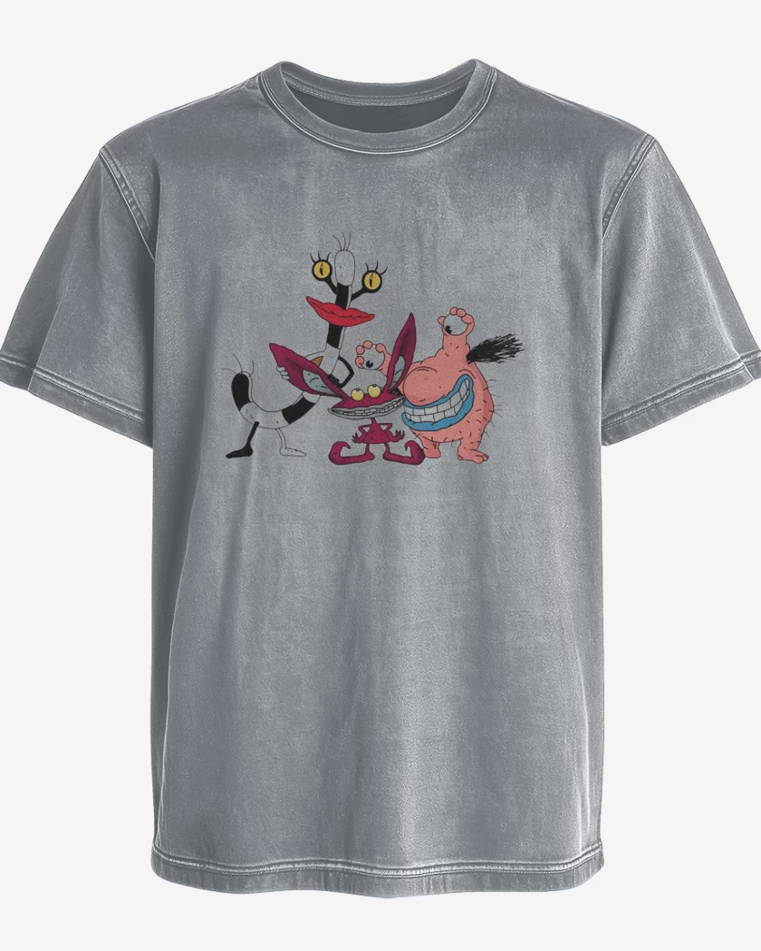 Polera desgastada Gris Melange de Real monster