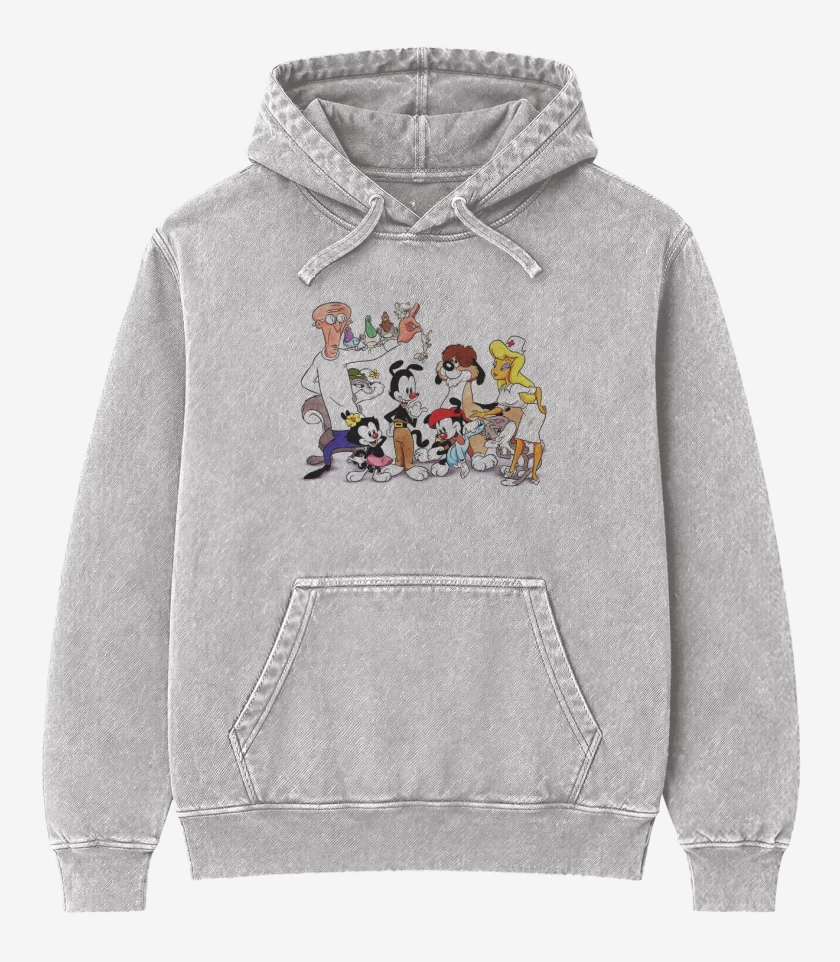 Poleron Canguro Acid Wash Gris Melange de Animaniacs