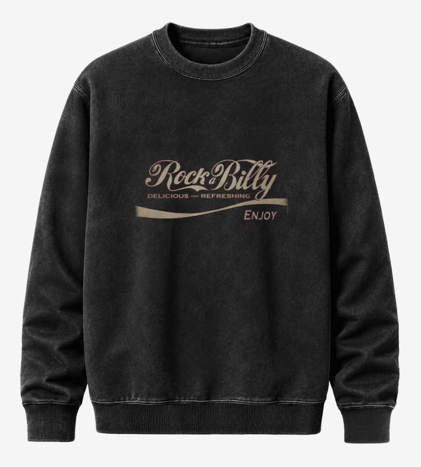 Poleron Polo Acid Wash Negro de rock a billy 