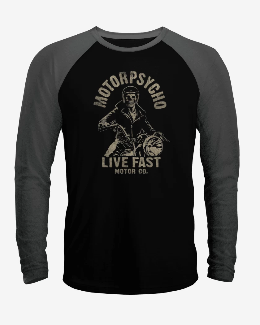 Polera Raglan Negro / Negro Heather de MOTO 2 