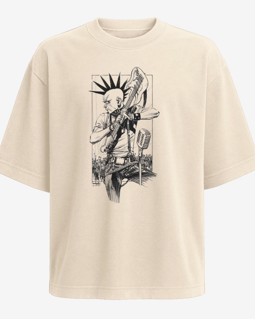 Polera Oversize Beige de punk 1 