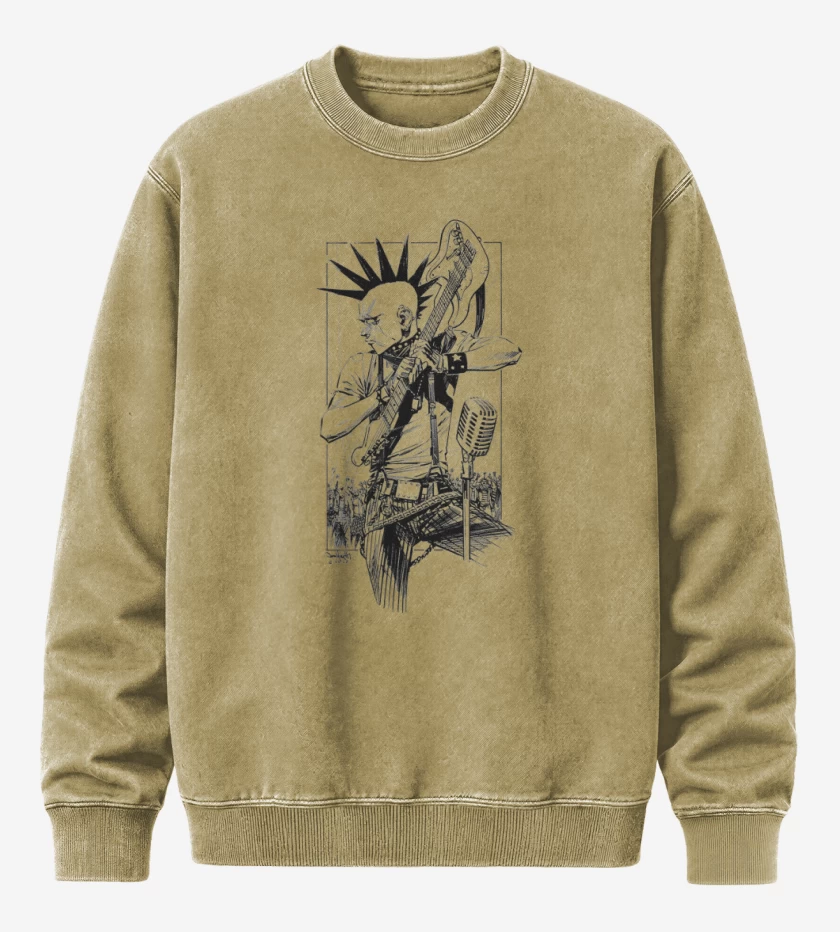 Poleron Polo Acid Wash Beige de punk 1 