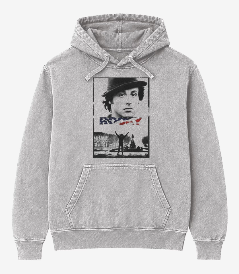 Poleron Canguro Acid Wash Gris Melange de Rocky 2