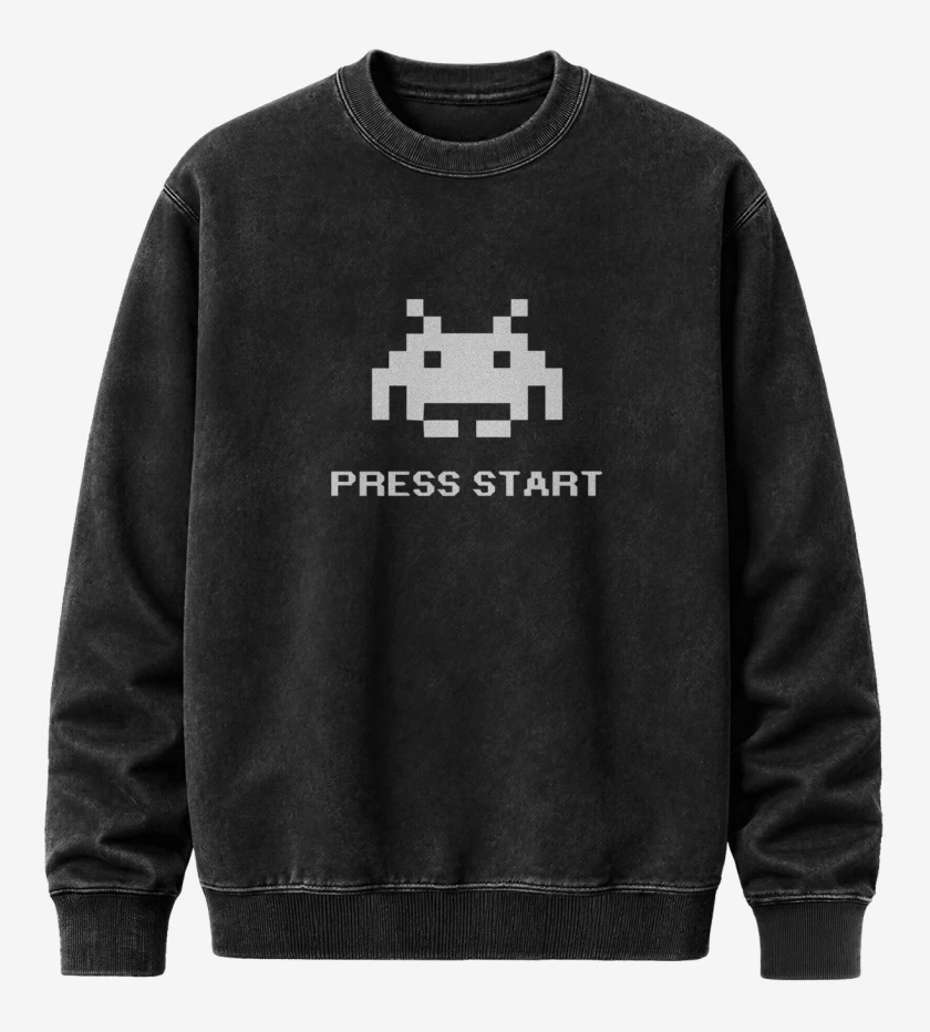 Poleron Polo Acid Wash Negro de Press Start