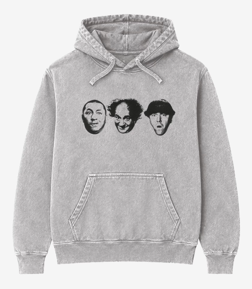 Poleron Canguro Acid Wash Gris Melange de Tres chiflados