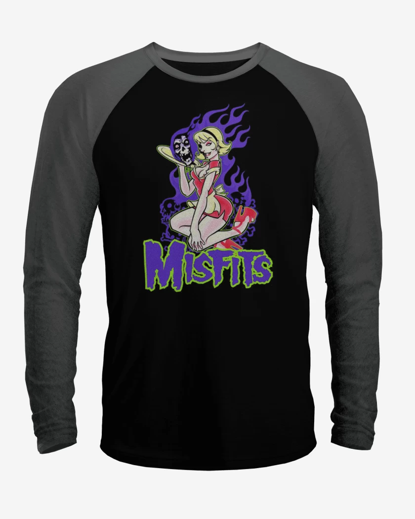 Polera Raglan Negro / Negro Heather de Misfits 3