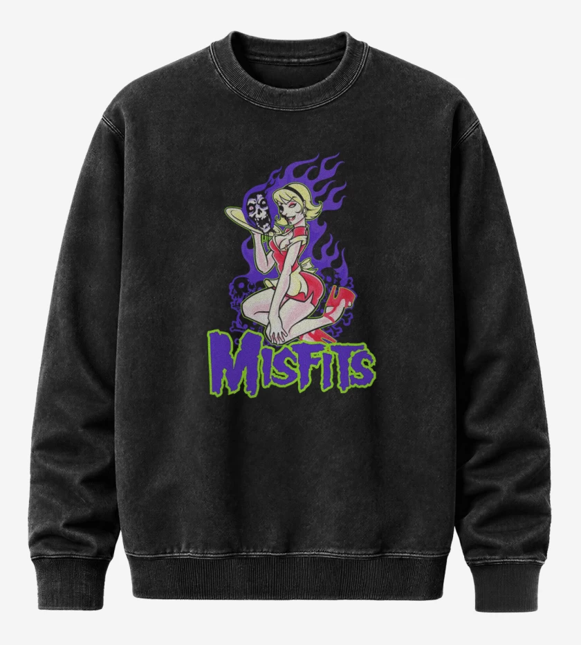Poleron Polo Acid Wash Negro de Misfits 3