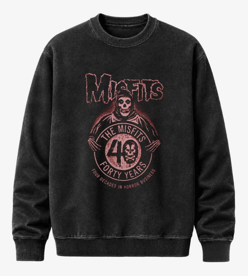 Poleron Polo Acid Wash Negro de Misfits 40 years