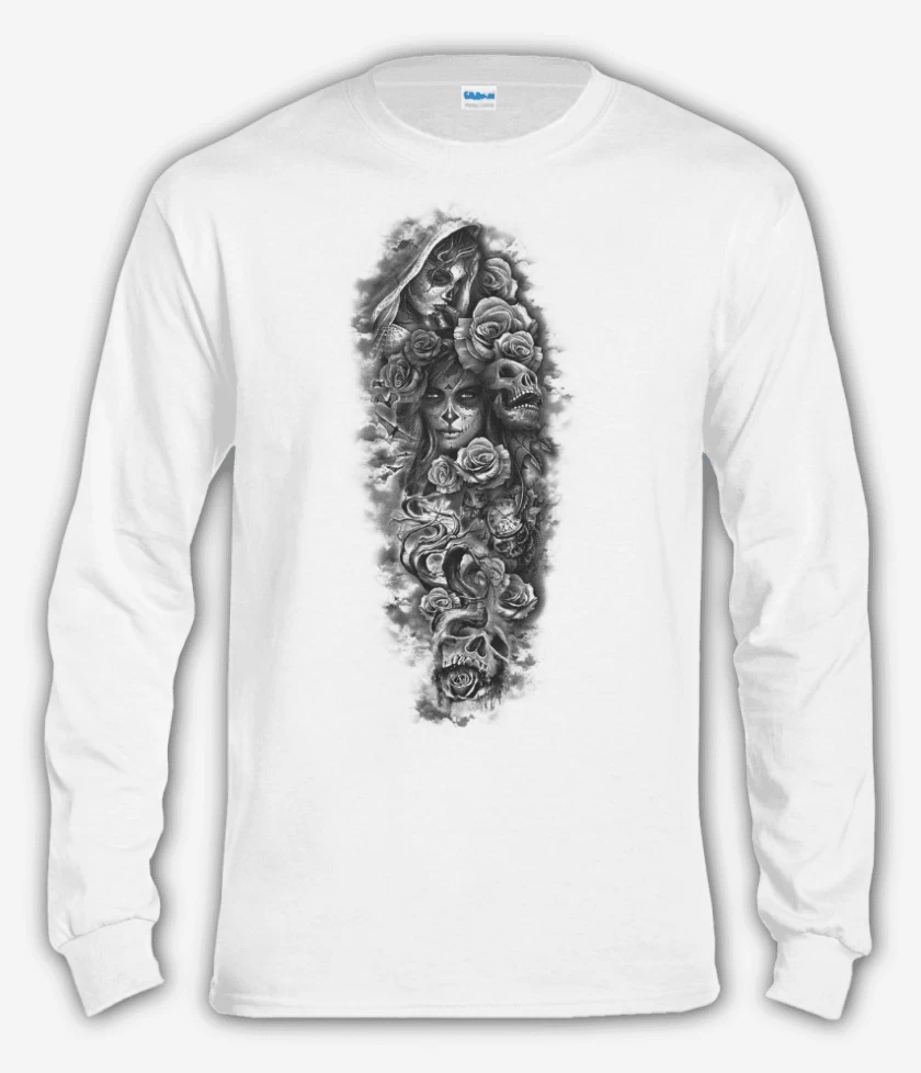 Polera manga larga Blanco de Skull sugar roses