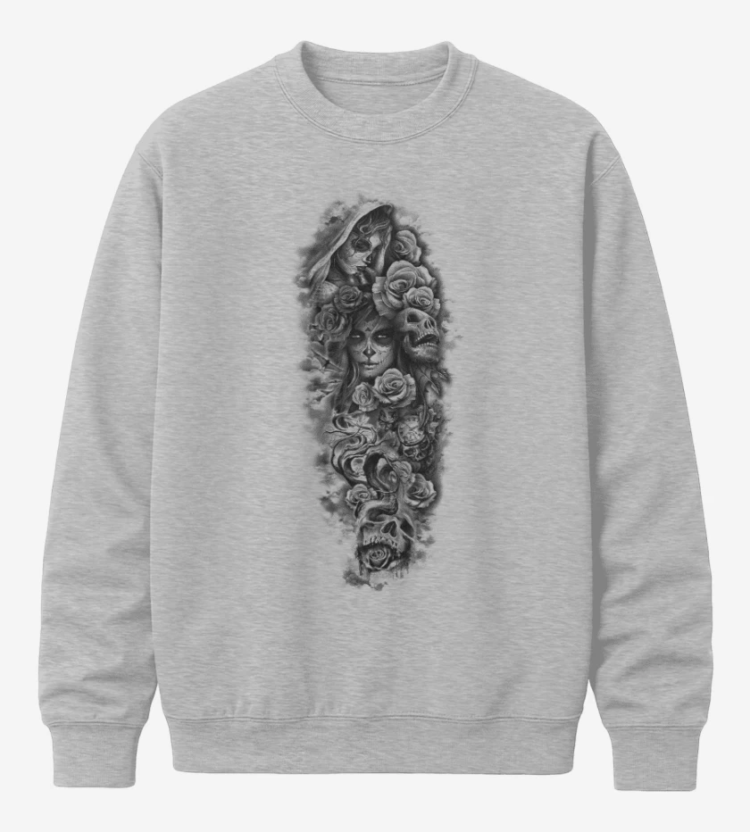 Poleron polo Gris Melange de Skull sugar roses